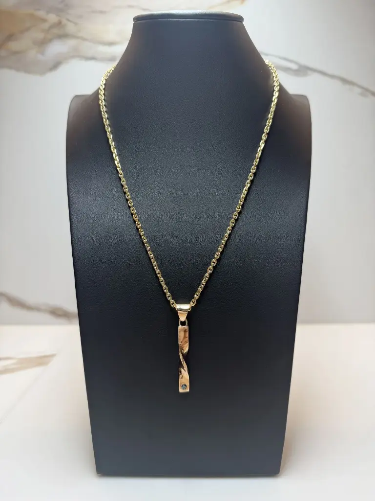 Solid 9ct Gold Irradiated Blue Diamond Pendant