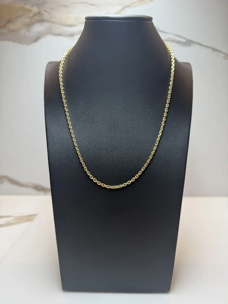 Diamond Cut Square Link Chain, 45cm 9ct Solid Gold