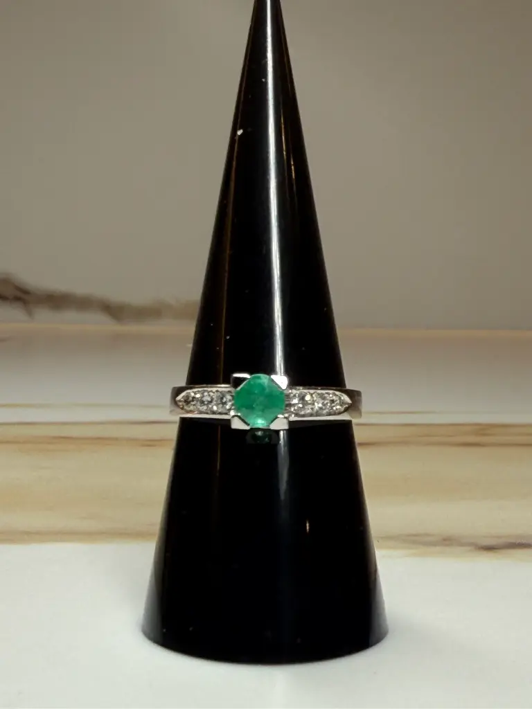 0.5 Carat Emerald & Diamond Ring in 14ct White Gold